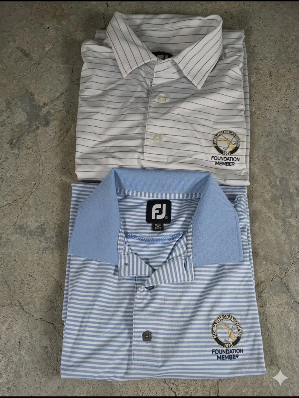 FootJoy Men’s Striped Golf Polos Lot of 2 Florida State Golf Assoc Size L